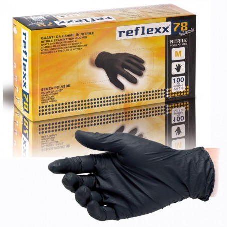 REFLEXX78 100-piece pack Disposable black nitrile gloves