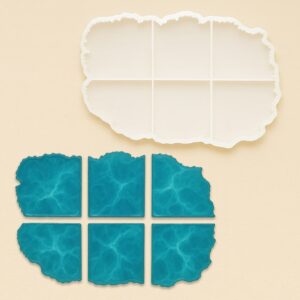 “AGATE GEODE” – Hoogwaardige siliconen mal voor handgemaakte onderzetters – 1 set / 6 stuks