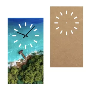 Houten plank (MDF) voor rechthoekige wandklok van hars 50x28cm