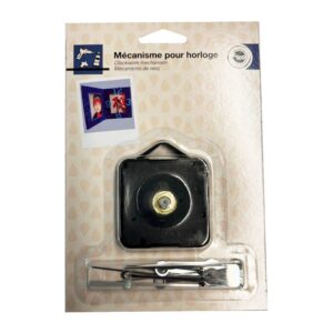 Klokmechanisme met 3 sets wijzers: zwart, zilver en wit.