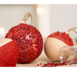 Houten kerstbal om te decoreren, diameter 6 cm