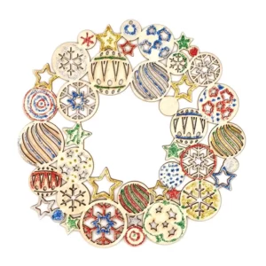 Houten krans met motieven en lasersnedes, diameter 22 cm