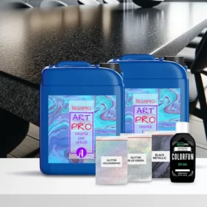 Kit Black Galaxy Granite met glitters voor keukenwerkblad in epoxyhars