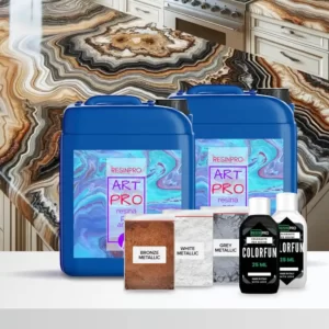 Wit exotisch marmer effect keukenblad/werkblad kit met epoxy hars