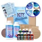 Set van houten onderzetters van epoxyhars