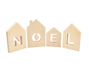 Houten Kersthuisje om neer te zetten – 4-delige set